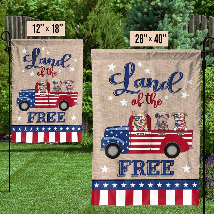 America, Land Of The Free - 4th Of July Decoration - Personalized Dog Flag