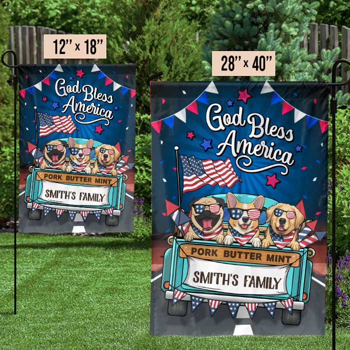 God Bless America - 4th Of July Decoration - Personalized Dog Flag