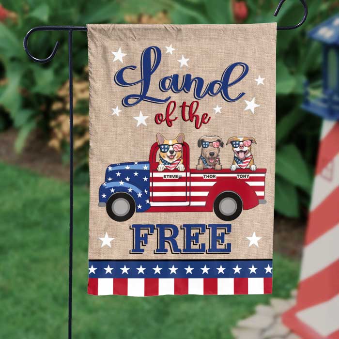 America, Land Of The Free - 4th Of July Decoration - Personalized Dog Flag