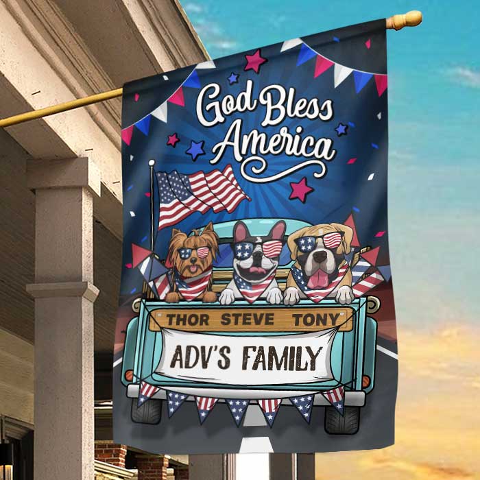 God Bless America - 4th Of July Decoration - Personalized Dog Flag