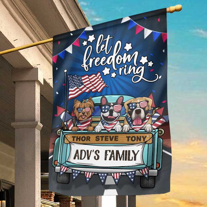 Let Freedom Ring - 4th Of July Decoration - Personalized Dog Flag