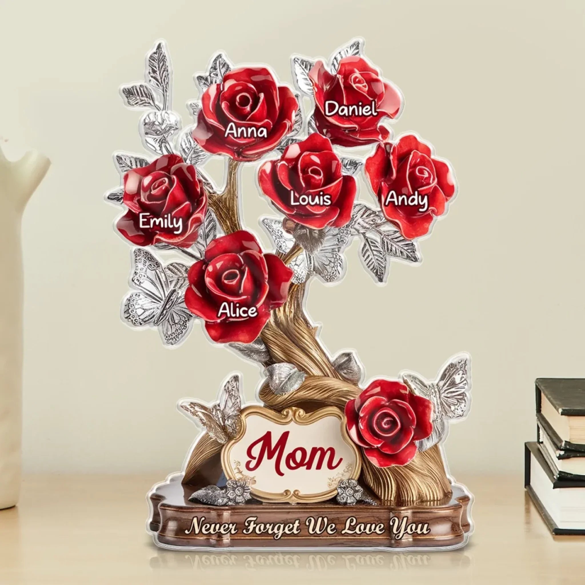 Each Rose, A Piece Of Her Heart - Family Personalized Custom Acrylic Plaque Custom Shape - Mother's Day, Gift For Mom, Grandma