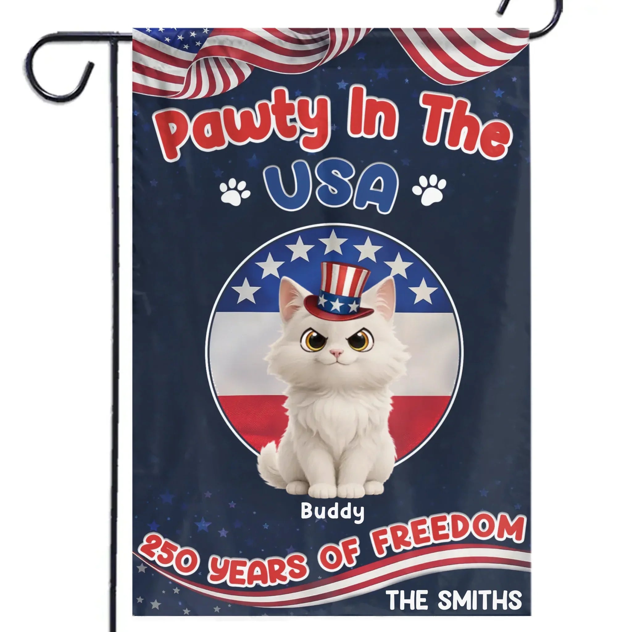 Custom Flag - Personalized America 250th Anniversary Gifts For Dog Cat Lovers, Dog Dad And Mom, Cat Owners - Pawty In The USA