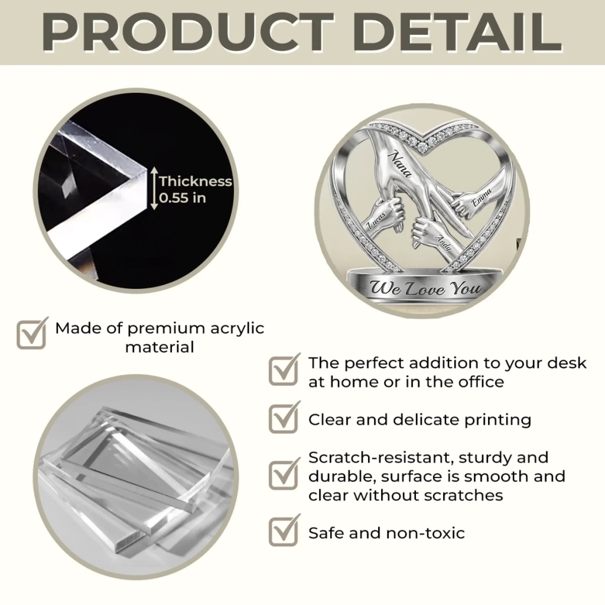 Custom Acrylic Plaque - Personalized Mother's Day Birthday Gifts For Mom, Grandma -  Hands That Promise Forever