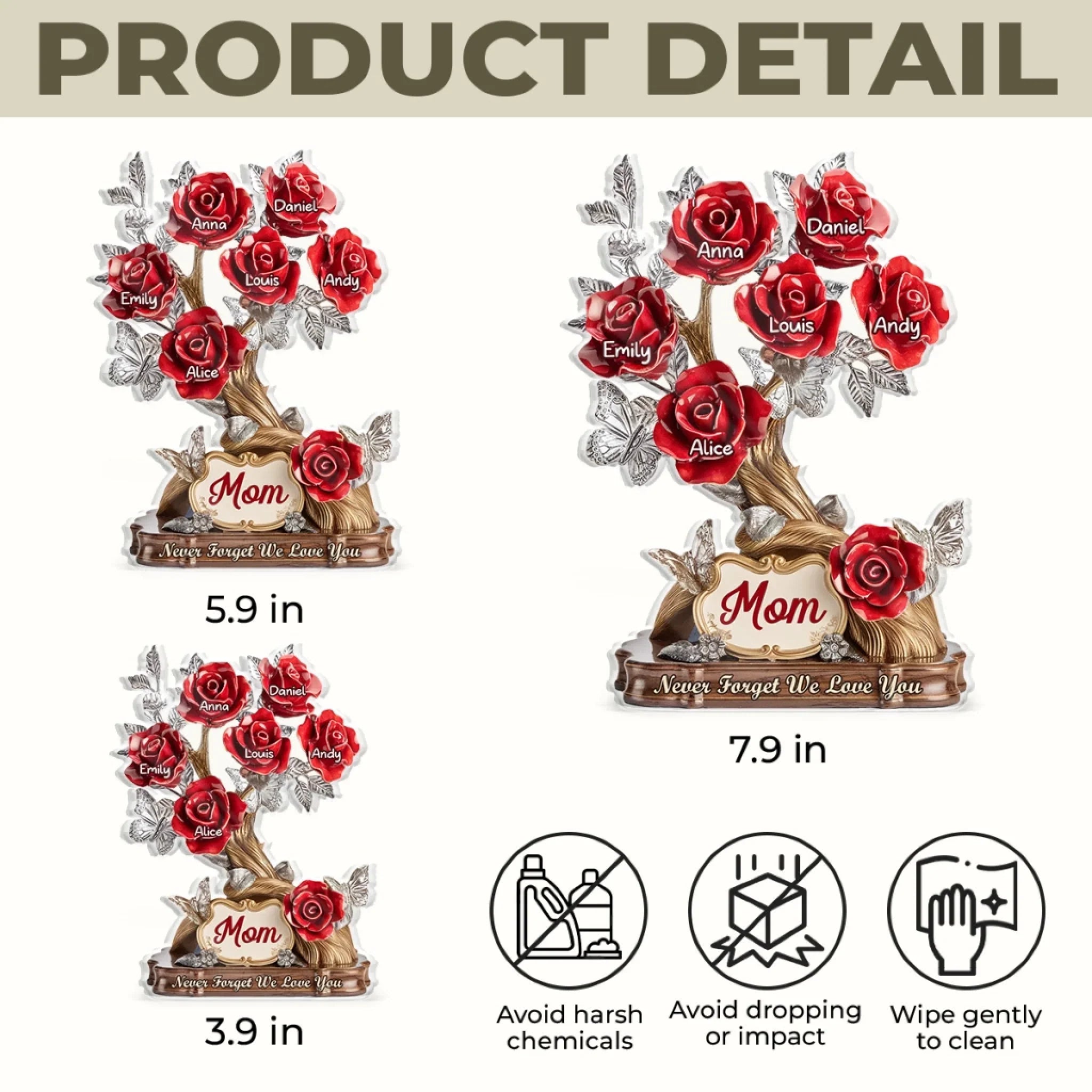 Custom Acrylic Plaque - Personalized Mother's Day Gifts For Mom, Grandma - Each Rose, A Piece Of Her Heart