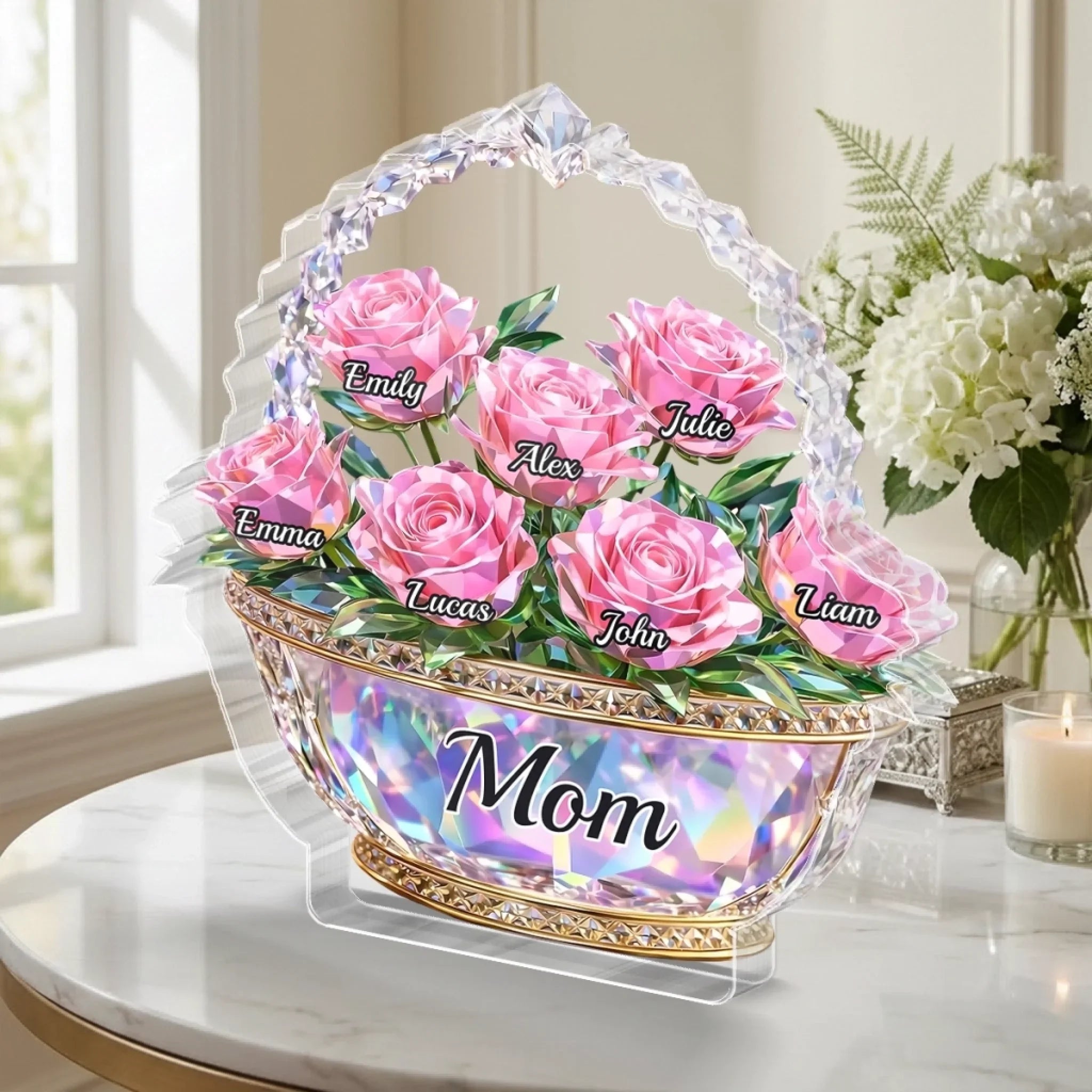 Custom Acrylic Plaque - Personalized Mother's Day Gifts For Mom, Grandma - Mom Is My Home