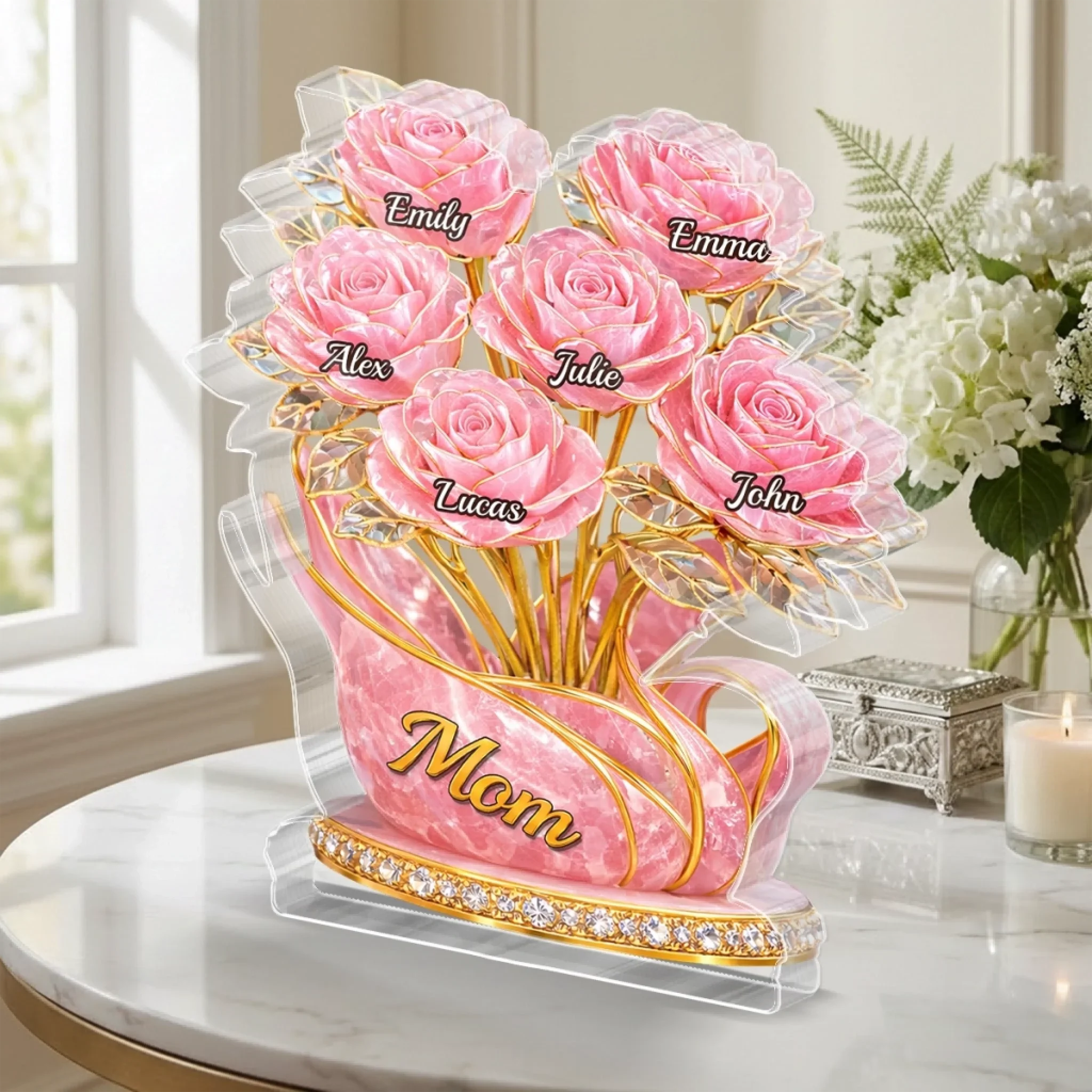 Custom Acrylic Plaque - Personalized Mother's Day Gifts For Mom, Grandma - Grandma Love Stays Forever