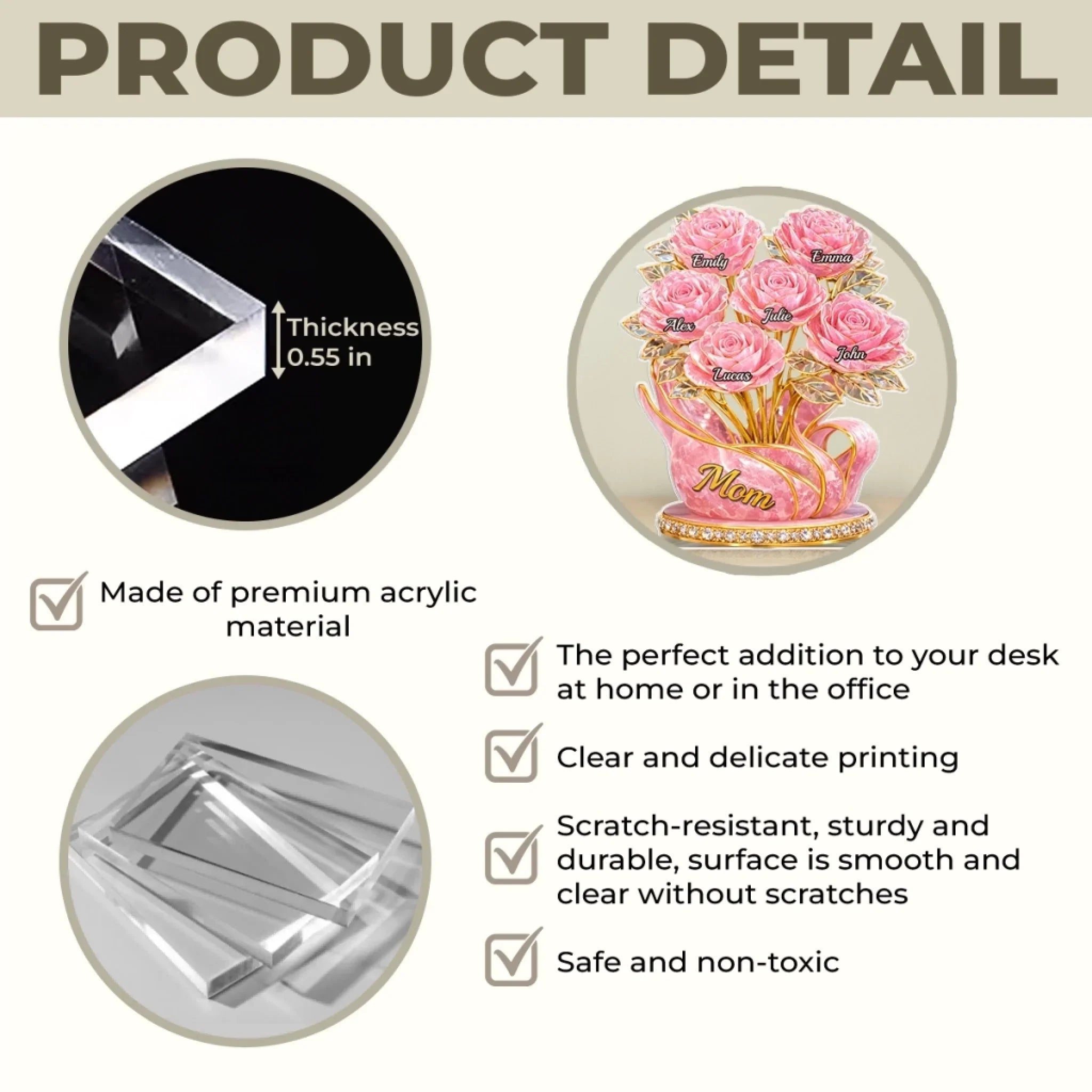 Custom Acrylic Plaque - Personalized Mother's Day Gifts For Mom, Grandma - Grandma Love Stays Forever