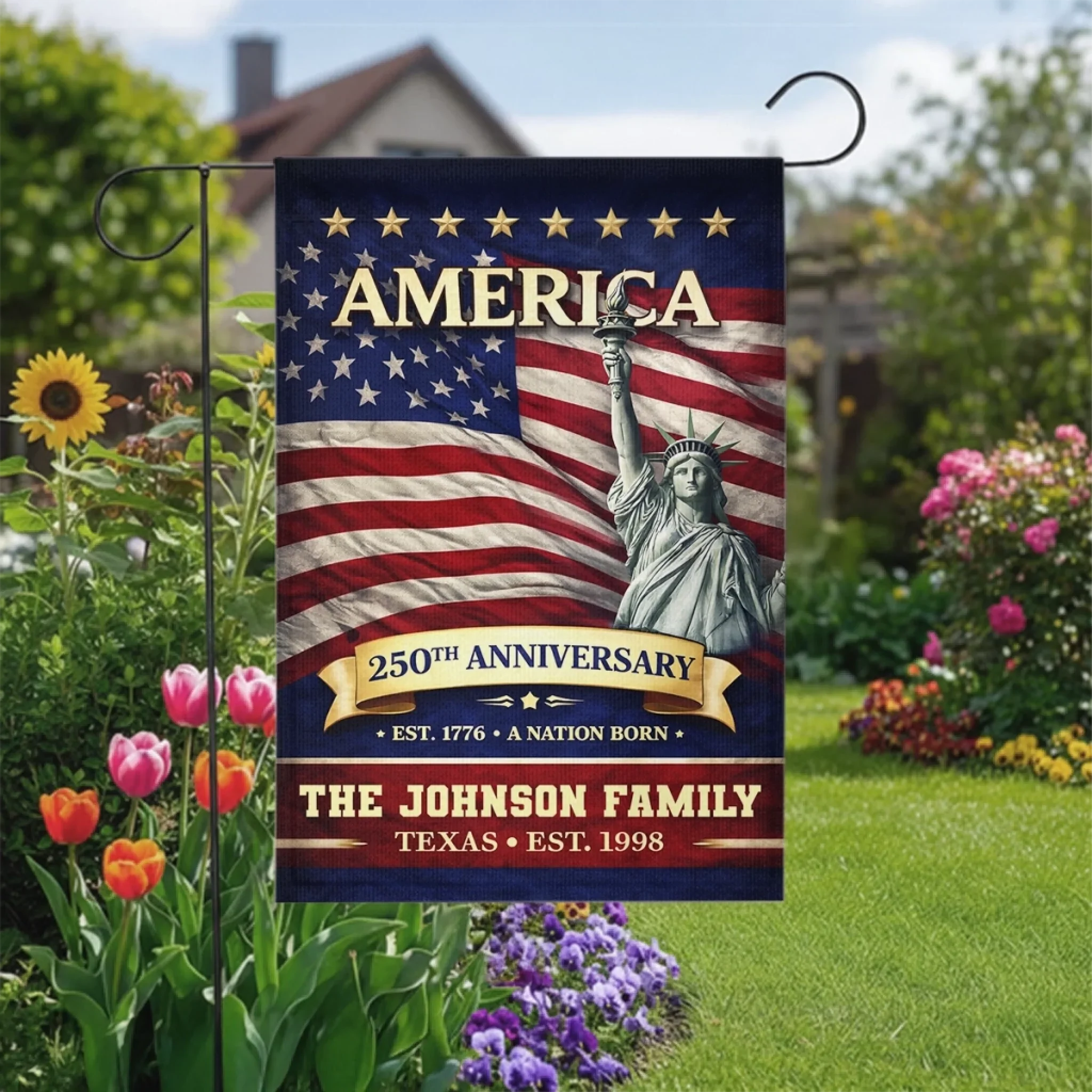 Custom Flag - Personalized America 250th Anniversary Gifts For Mom, Dad, Brother, Sister, Kids - Family Is Forever Love