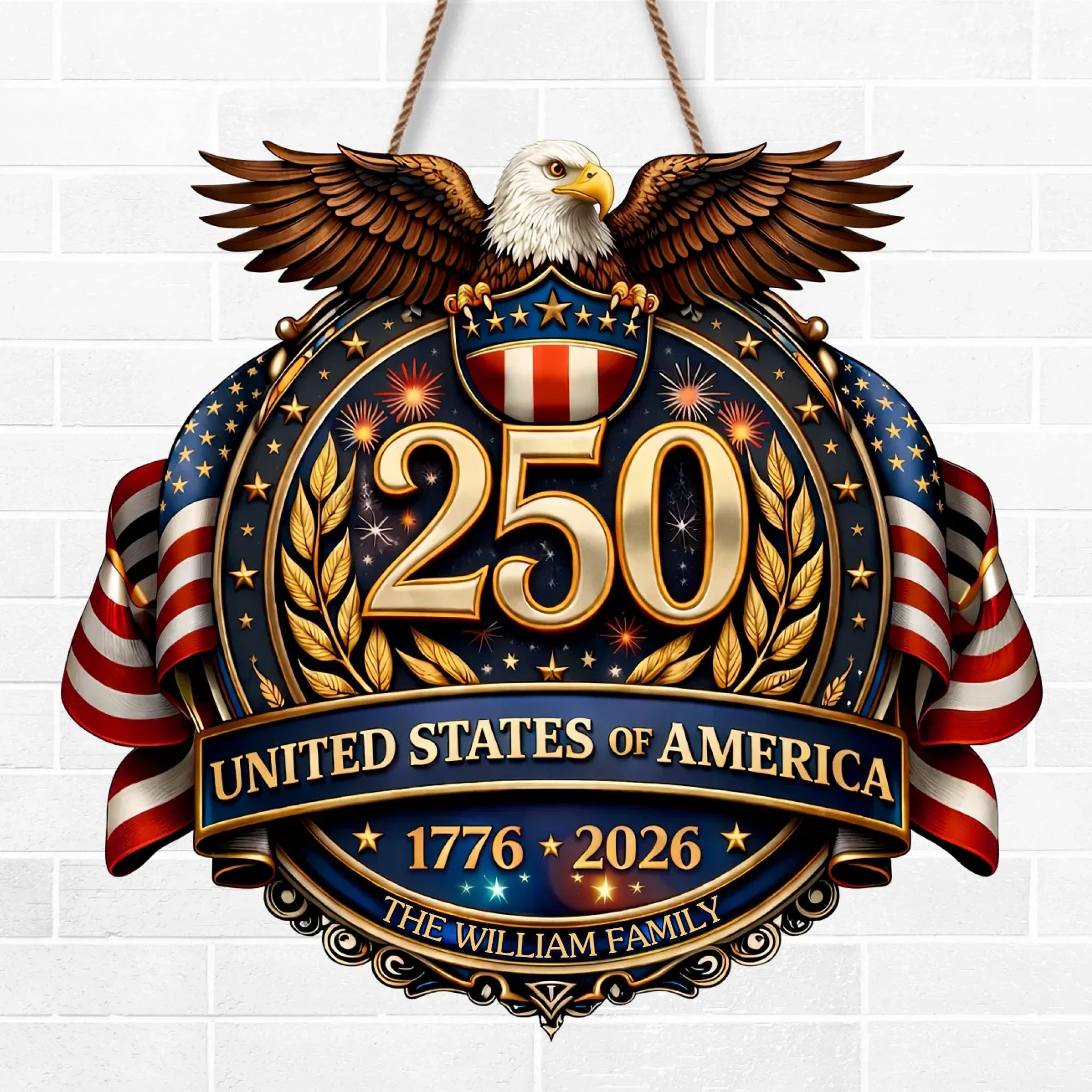 Custom Wood Sign - Personalized America 250th Anniversary Gifts For Mom, Dad, Brother, Sister, Kids - American Pride Always