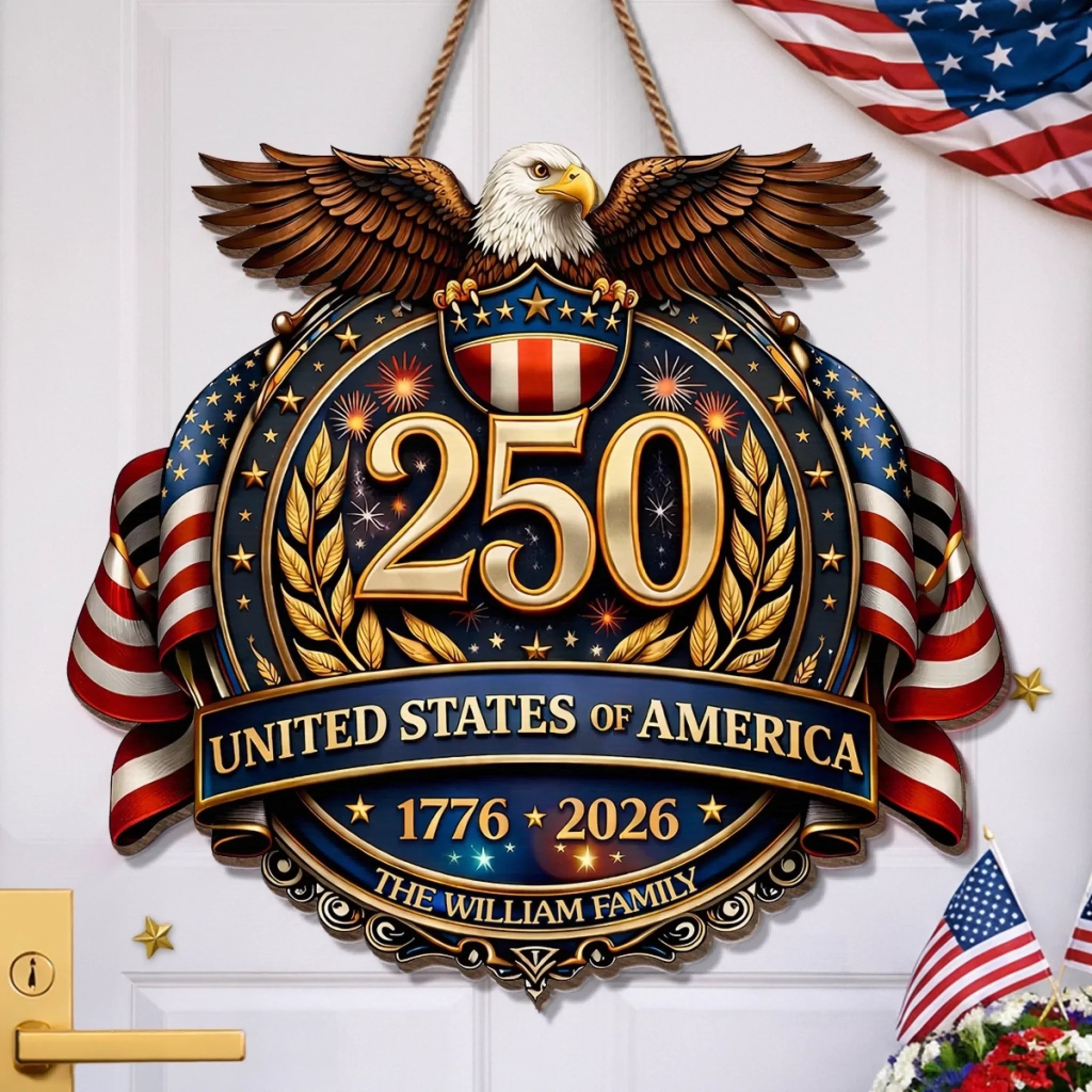 Custom Wood Sign - Personalized America 250th Anniversary Gifts For Mom, Dad, Brother, Sister, Kids - American Pride Always