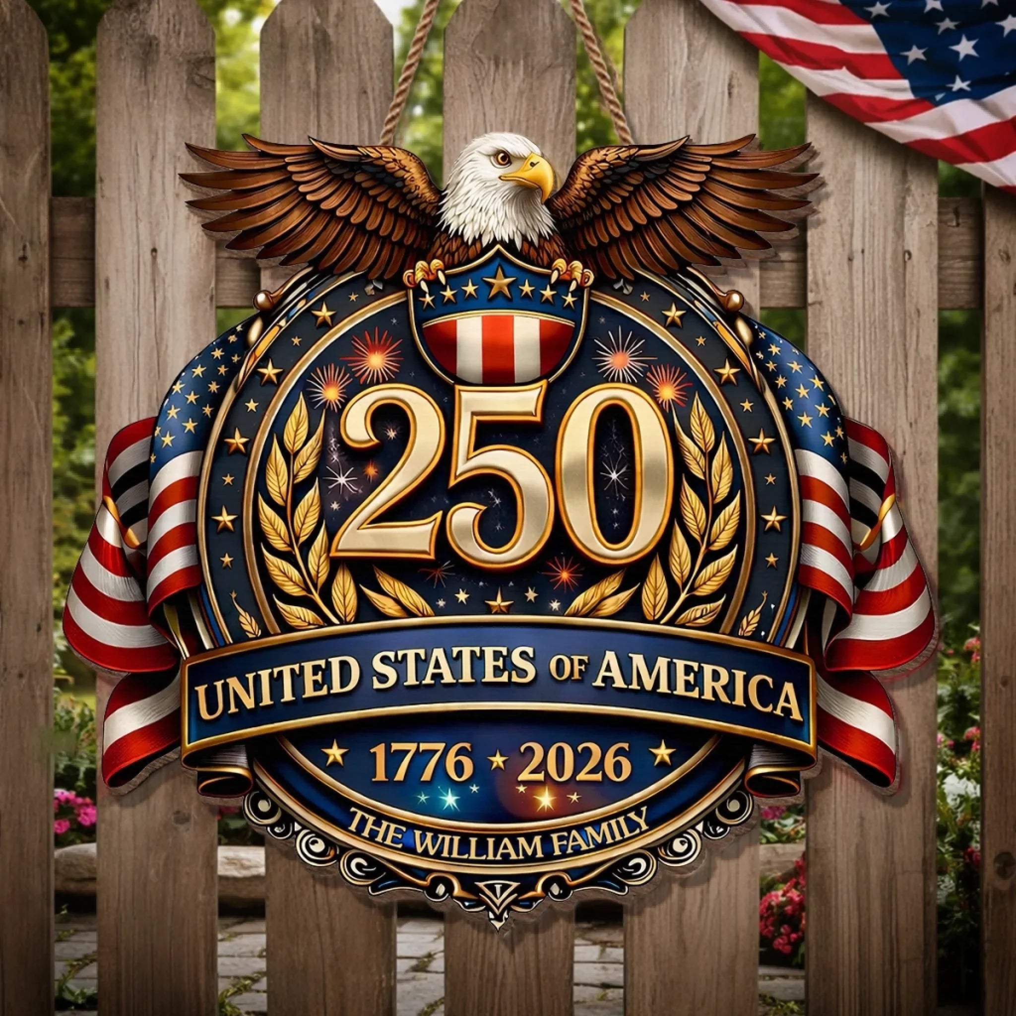 Custom Wood Sign - Personalized America 250th Anniversary Gifts For Mom, Dad, Brother, Sister, Kids - American Pride Always