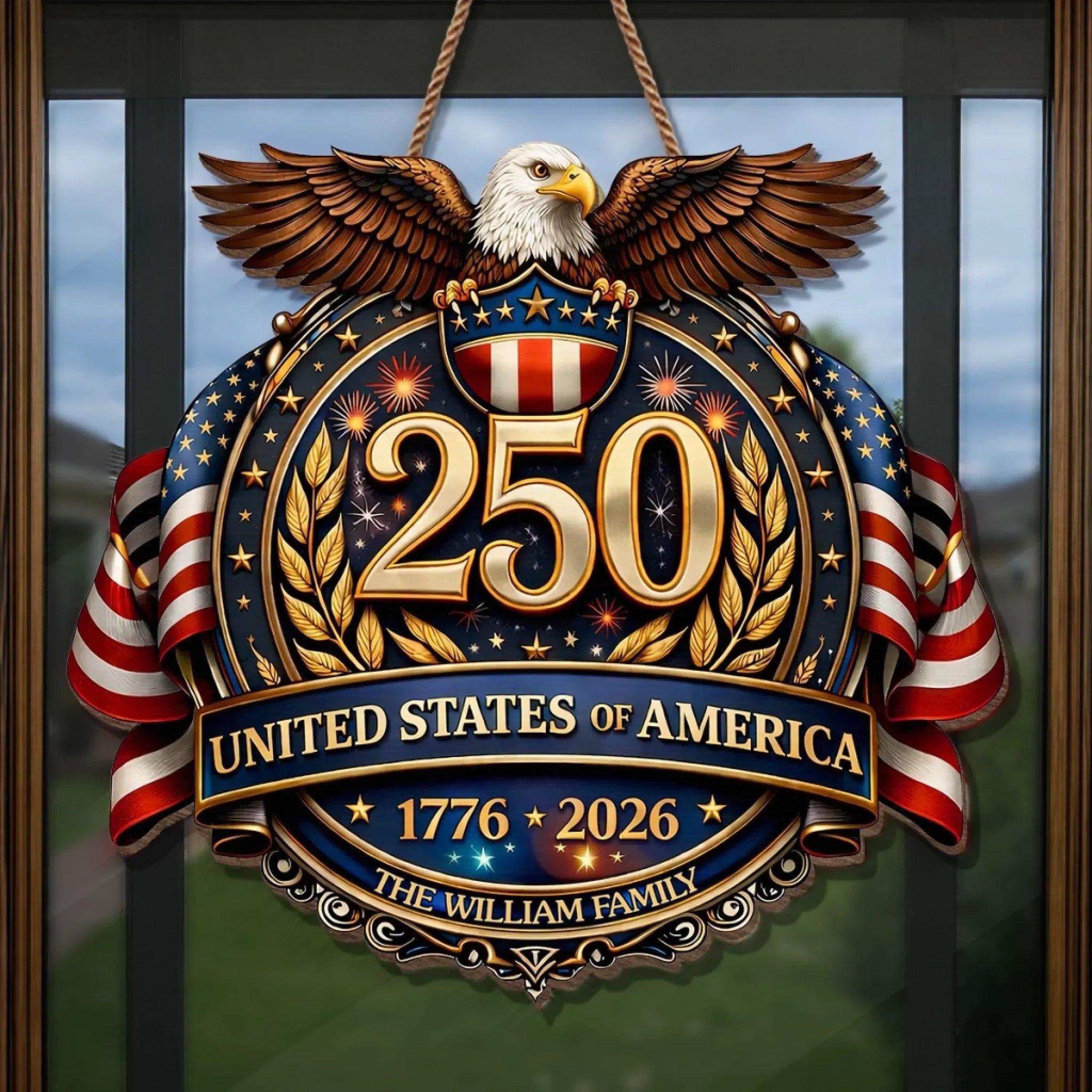 Custom Wood Sign - Personalized America 250th Anniversary Gifts For Mom, Dad, Brother, Sister, Kids - American Pride Always