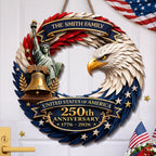 Custom Wood Sign - Personalized America 250th Anniversary Gifts For Mom, Dad, Brother, Sister, Kids - Bald Eagle Patriotic