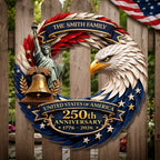 Custom Wood Sign - Personalized America 250th Anniversary Gifts For Mom, Dad, Brother, Sister, Kids - Bald Eagle Patriotic