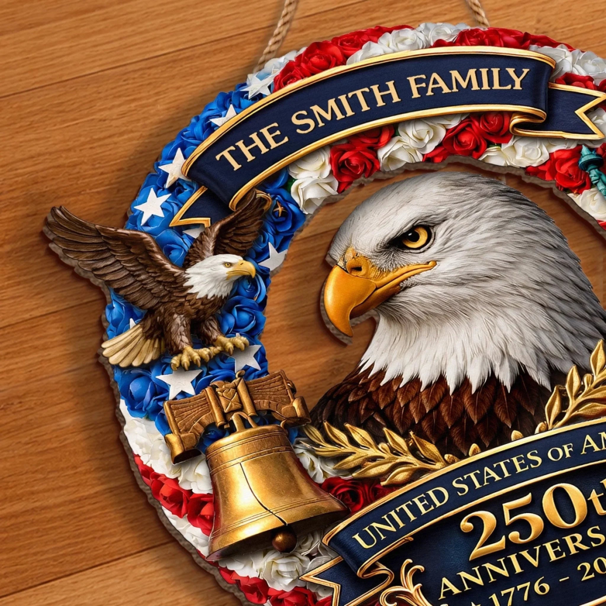 Custom Wood Sign - Personalized America 250th Anniversary Gifts For Mom, Dad, Brother, Sister, Kids - Freedom On Wheels