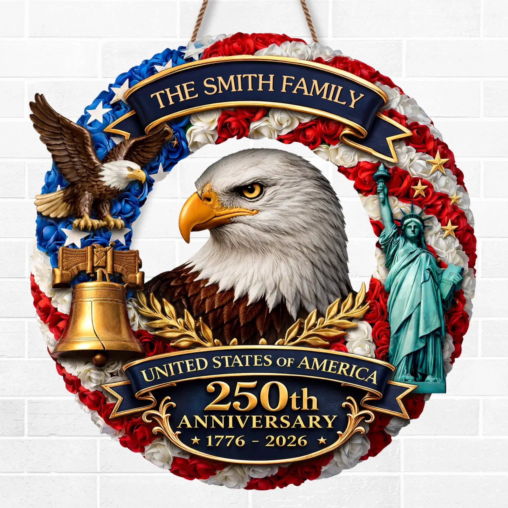 Custom Wood Sign - Personalized America 250th Anniversary Gifts For Mom, Dad, Brother, Sister, Kids - Freedom On Wheels