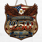 Custom Wood Sign - Personalized America 250th Anniversary Gifts For Mom, Dad, Brother, Sister, Kids - Family Holds Us Together