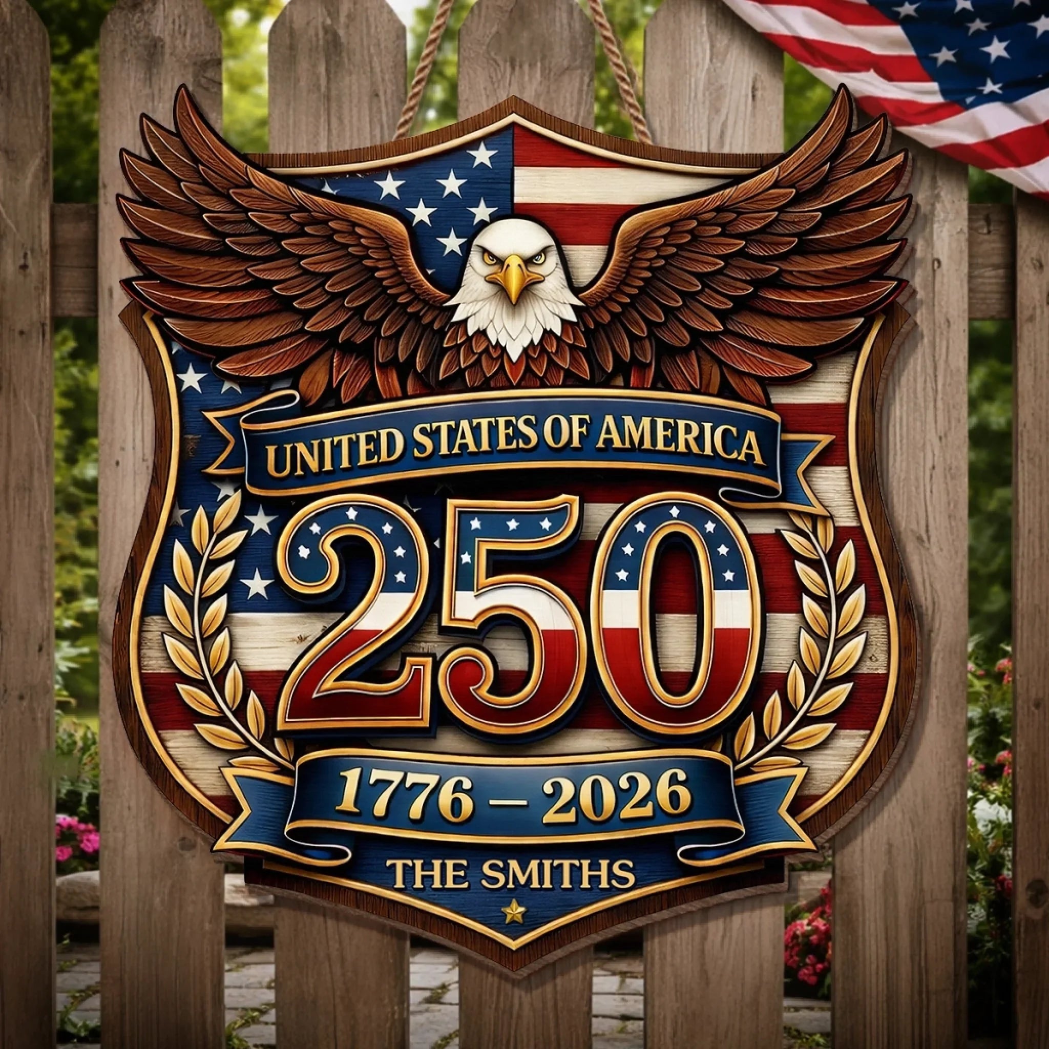 Custom Wood Sign - Personalized America 250th Anniversary Gifts For Mom, Dad, Brother, Sister, Kids - Family Holds Us Together