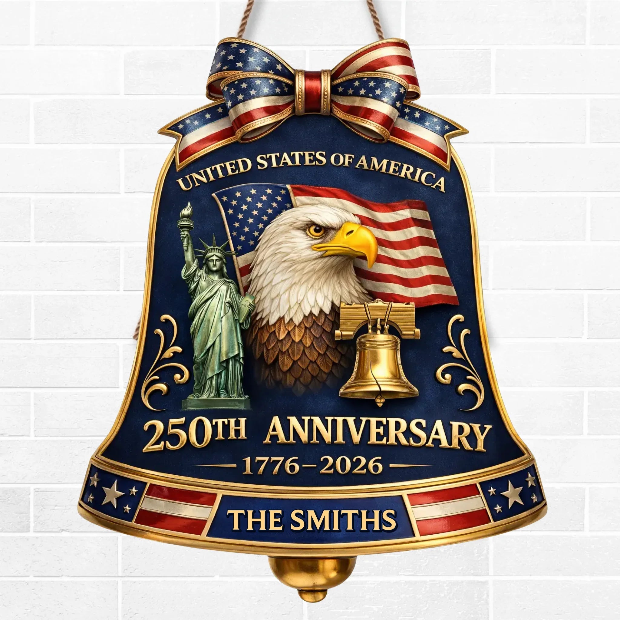 Custom Wood Sign - Personalized America 250th Anniversary Gifts For Mom, Dad, Brother, Sister, Kids - Freedom Unites Every Heart