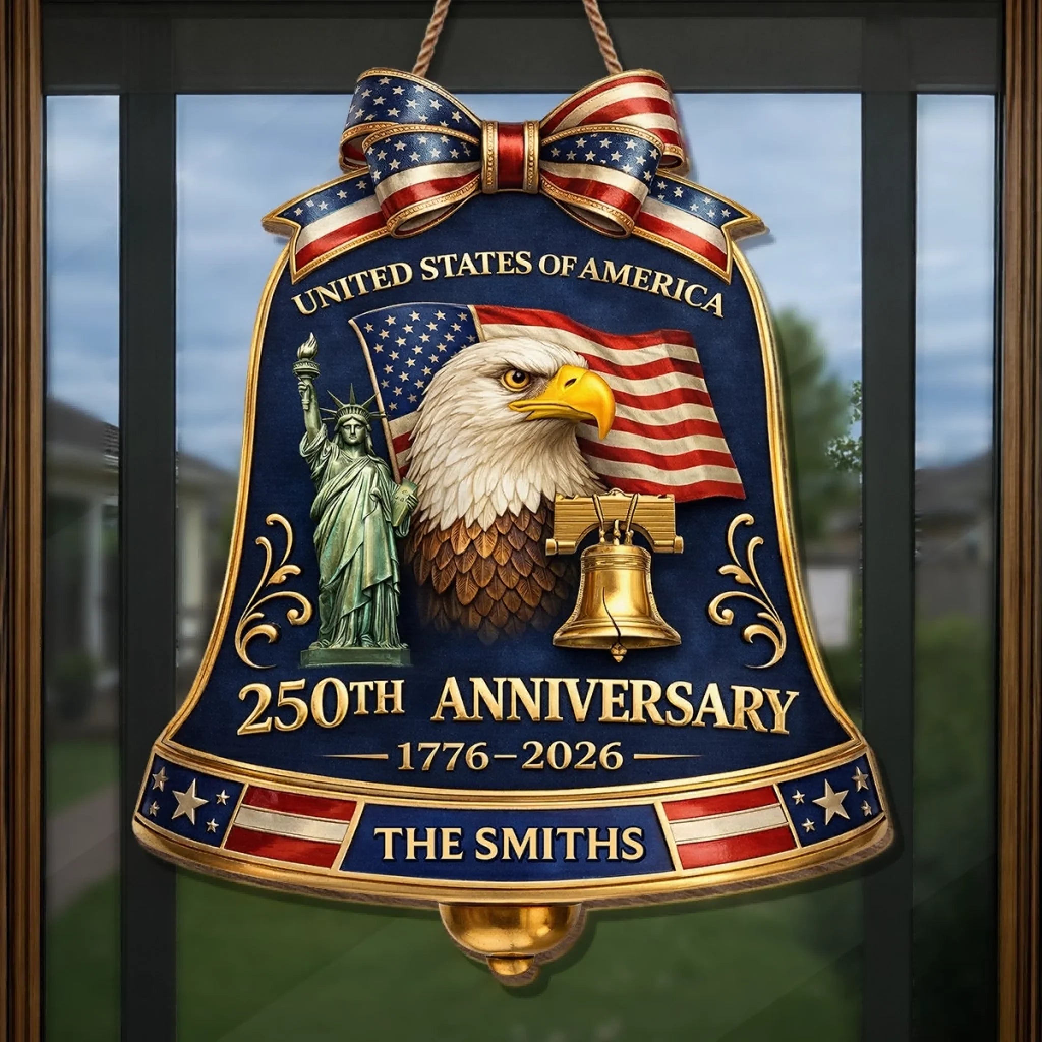 Custom Wood Sign - Personalized America 250th Anniversary Gifts For Mom, Dad, Brother, Sister, Kids - Freedom Unites Every Heart