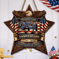 Custom Wood Sign - Personalized America 250th Anniversary Gifts For Mom, Dad, Brother, Sister, Kids - Built On Hope And Courage