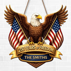 Custom Wood Sign - Personalized America 250th Anniversary Gifts For Mom, Dad, Brother, Sister, Kids - Where Brave Hearts Gather