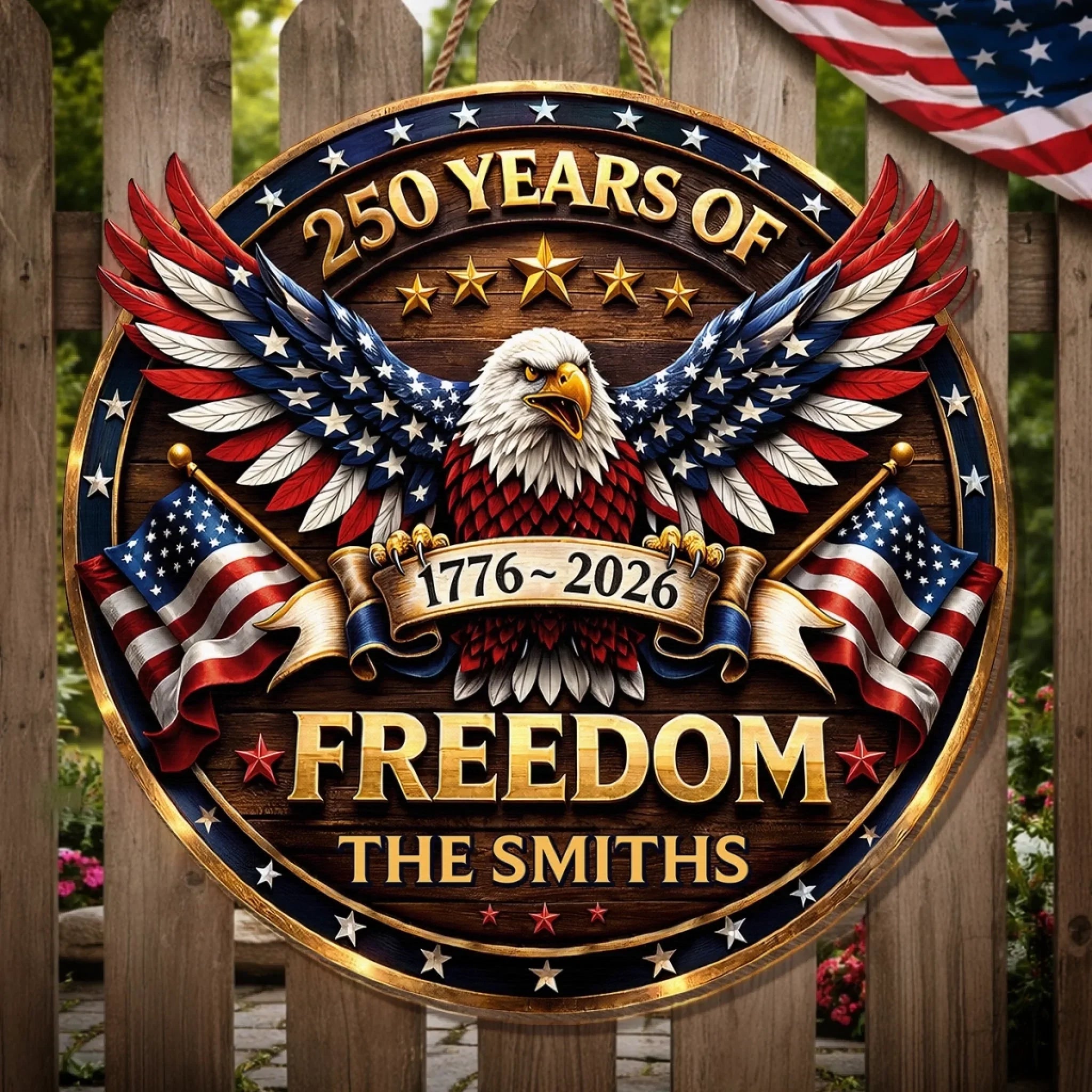 Custom Wood Sign - Personalized America 250th Anniversary Gifts For Mom, Dad, Brother, Sister, Kids - Proud Of Our Shared Story