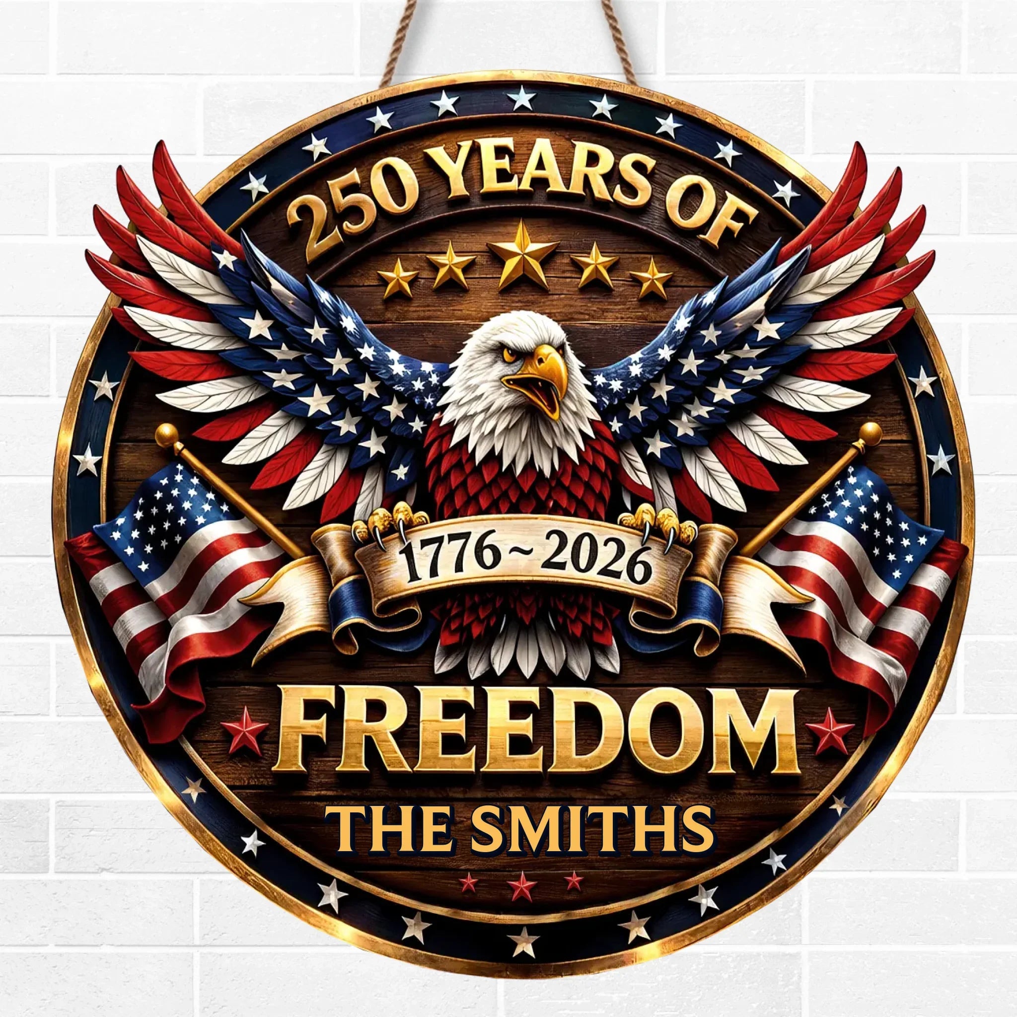 Custom Wood Sign - Personalized America 250th Anniversary Gifts For Mom, Dad, Brother, Sister, Kids - Proud Of Our Shared Story