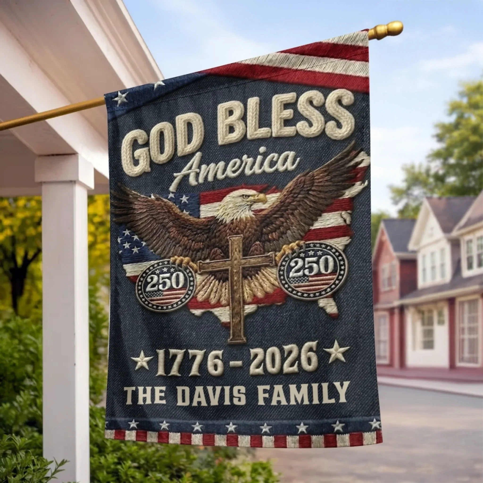 Custom Flag - Personalized America 250th Anniversary Gifts For Mom, Dad, Brother, Sister, Kids - Courage Built Our Future