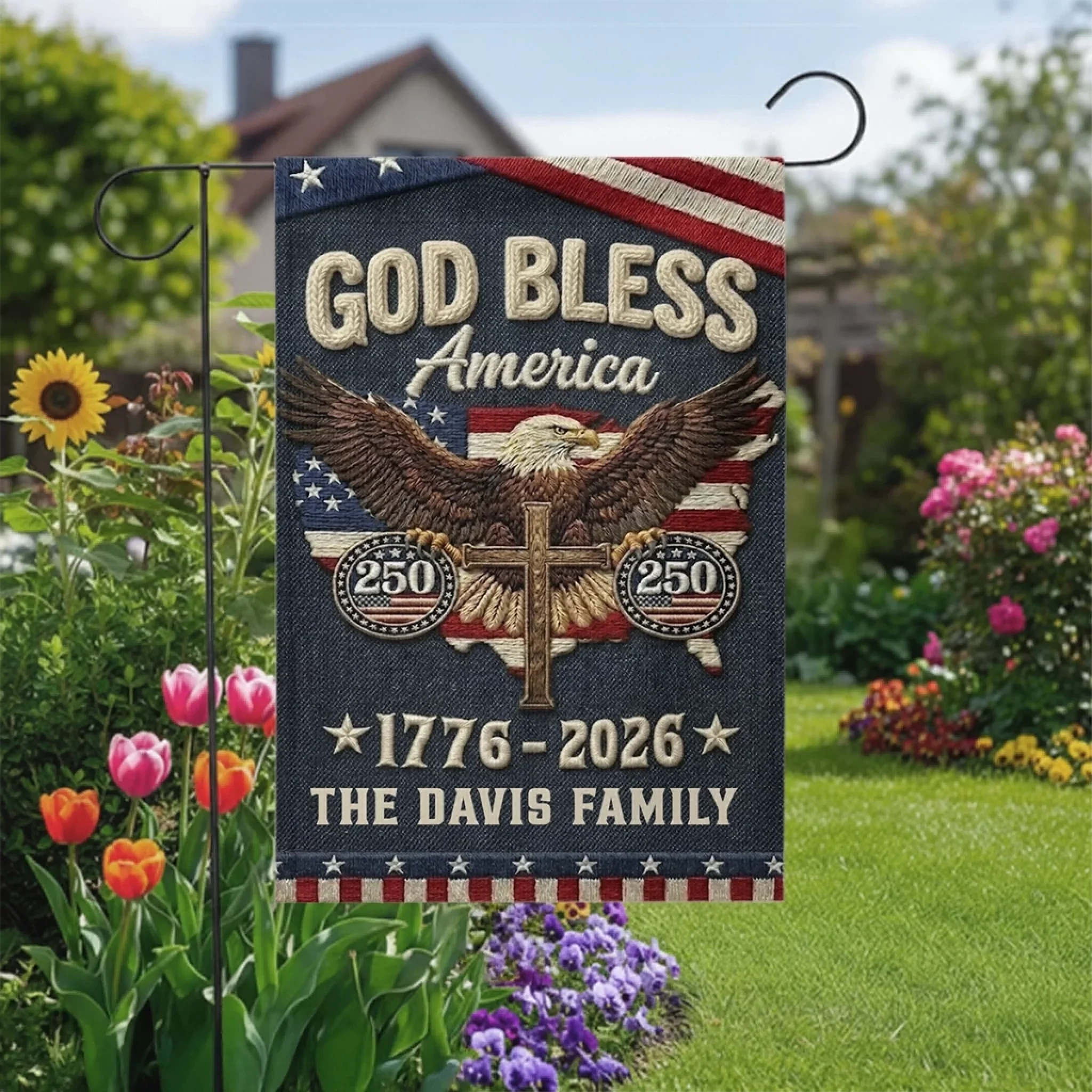 Custom Flag - Personalized America 250th Anniversary Gifts For Mom, Dad, Brother, Sister, Kids - Courage Built Our Future