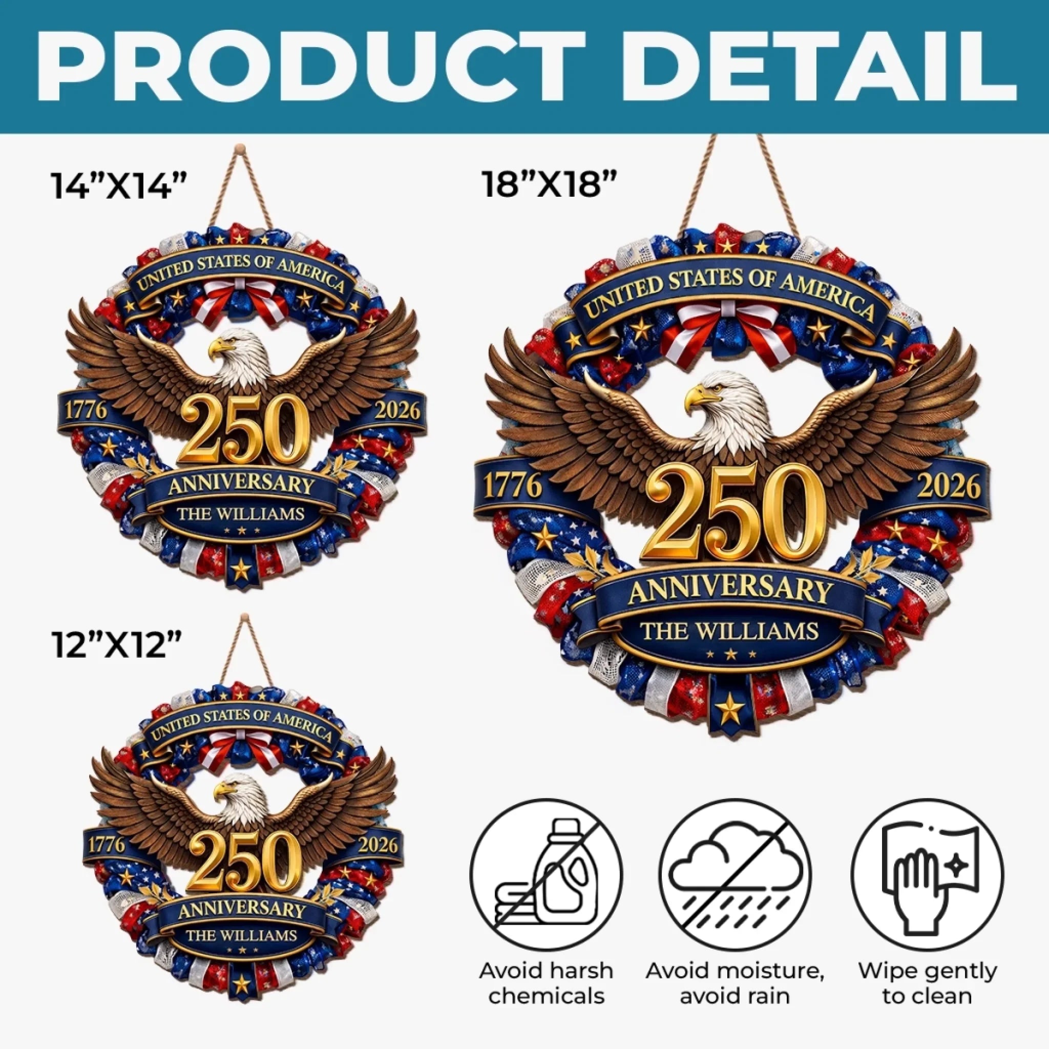 Custom Wood Sign - Personalized America 250th Anniversary Gifts For Mom, Dad, Brother, Sister, Kids - Strength Forged Through Time