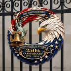 Custom Wood Sign - Personalized America 250th Anniversary Gifts For Mom, Dad, Brother, Sister, Kids - Bald Eagle Patriotic