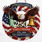 Custom Wood Sign - Personalized America 250th Anniversary Gifts For Mom, Dad, Brother, Sister, Kids - Proud Hearts Rise Together
