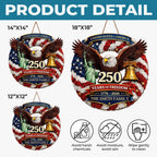 Custom Wood Sign - Personalized America 250th Anniversary Gifts For Mom, Dad, Brother, Sister, Kids - Proud Hearts Rise Together