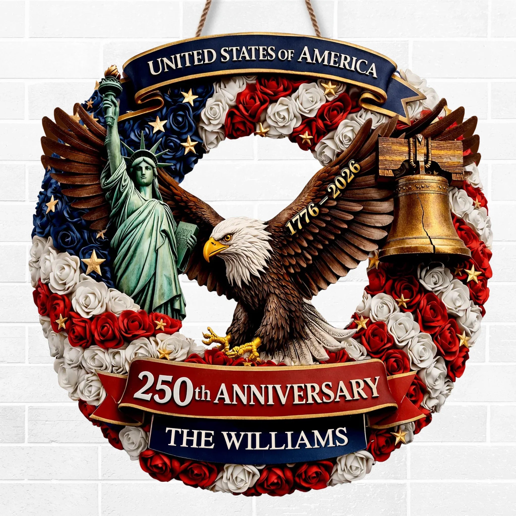 Custom Wood Sign - Personalized America 250th Anniversary Gifts For Mom, Dad, Brother, Sister, Kids - Freedom Lives In Us