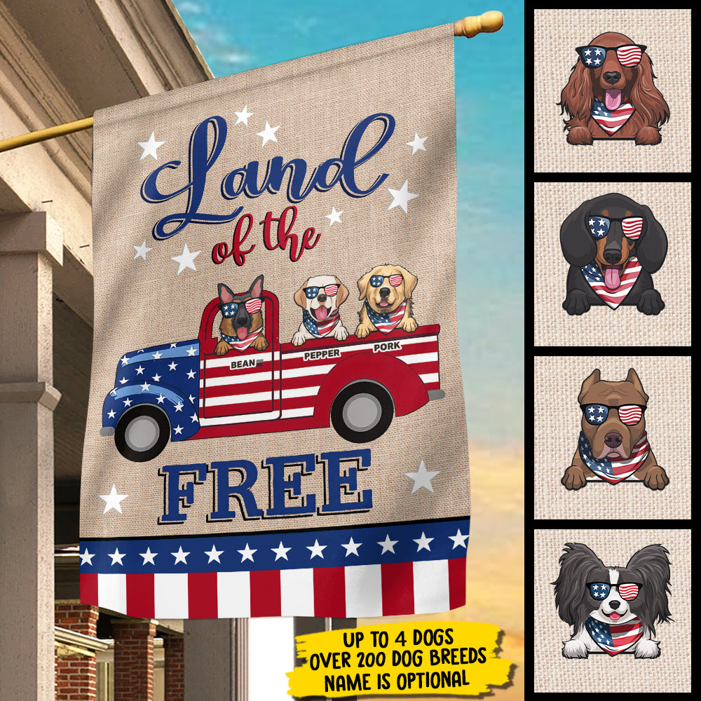 America, Land Of The Free - 4th Of July Decoration - Personalized Dog Flag
