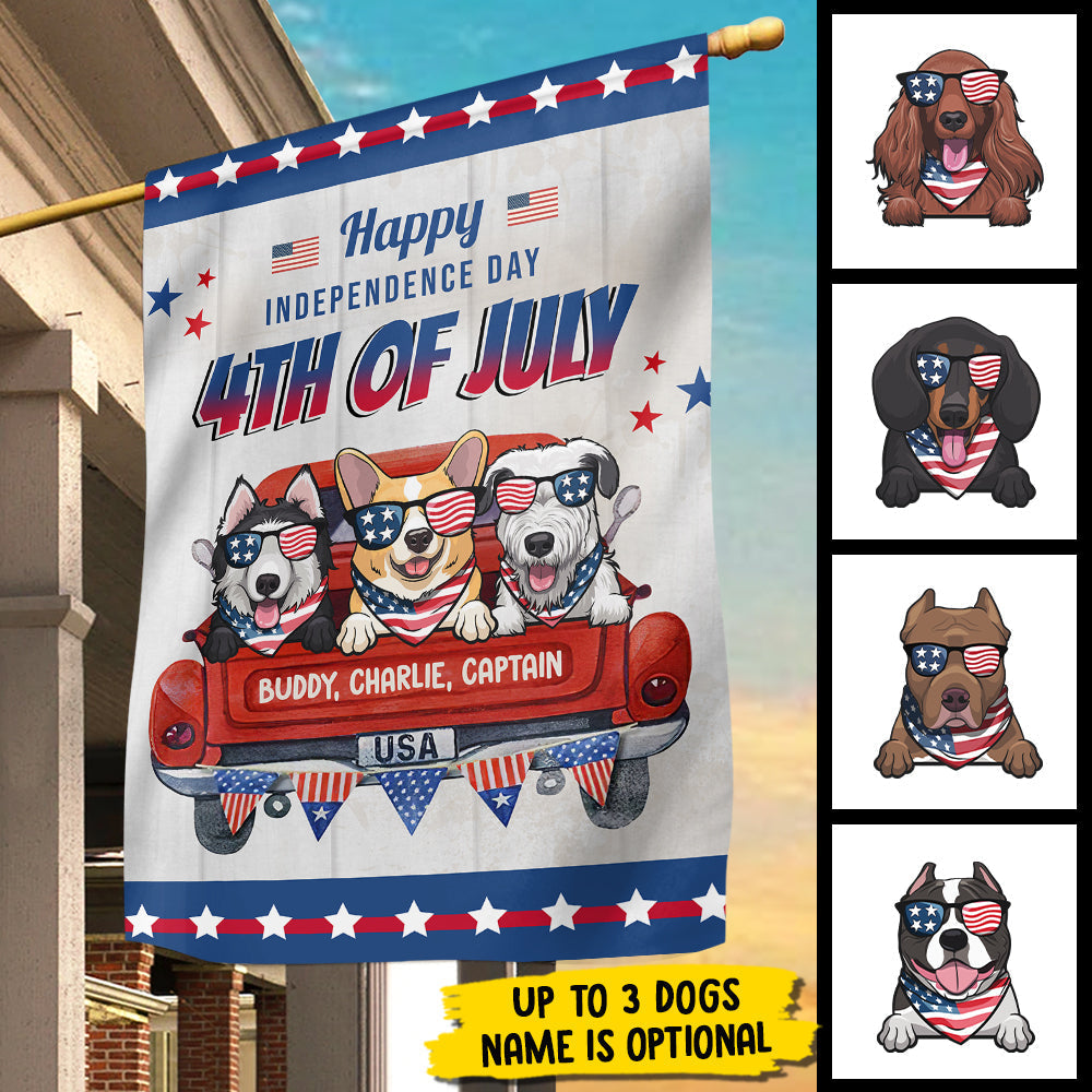 Happy Independence Day - 4th Of July Decoration - Personalized Dog Flag